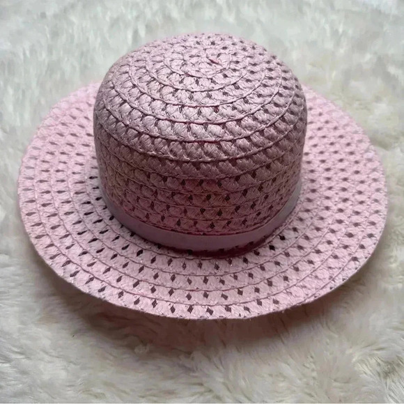 Pink Straw Hat Girls Flower Size 5T - Picture 9 of 16